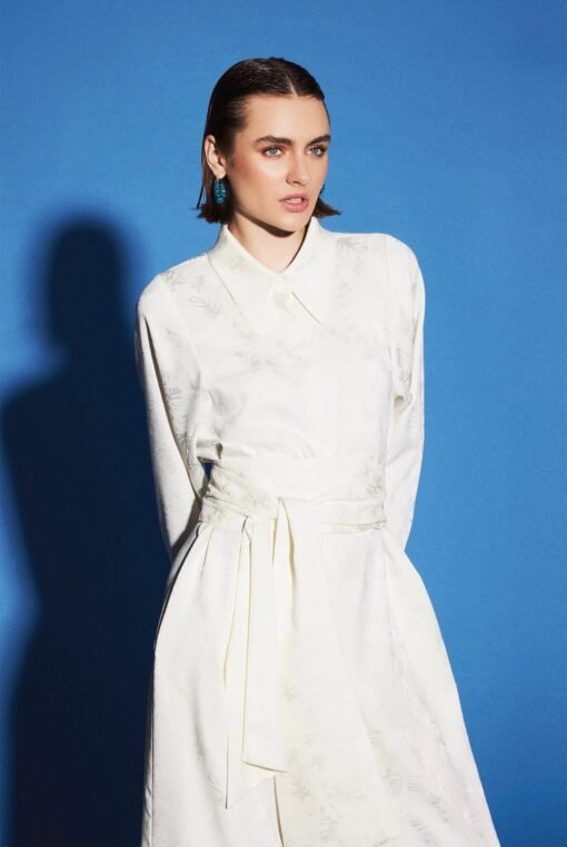Palm Jacquard Jumpsuit White