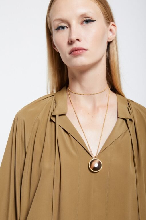 Ottod’Ame – Silk-blend blouse with drawstring