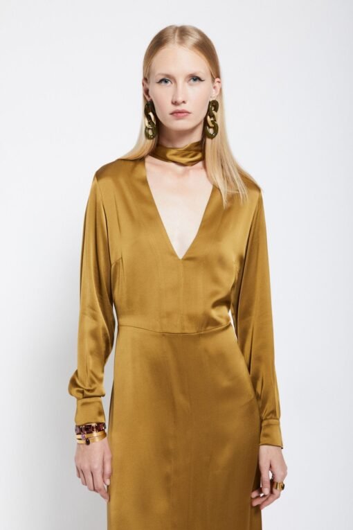 Ottod’Ame – Pure Viscose long dress with V neck