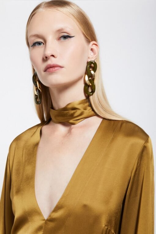 Ottod’Ame – Pure Viscose long dress with V neck