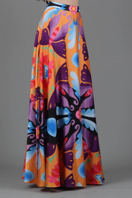 Printed Maxi Flared Skirt