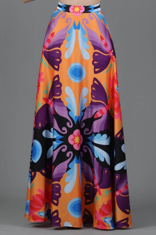 Printed Maxi Flared Skirt