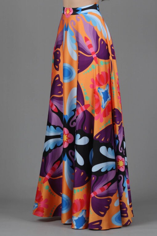 Printed Maxi Flared Skirt