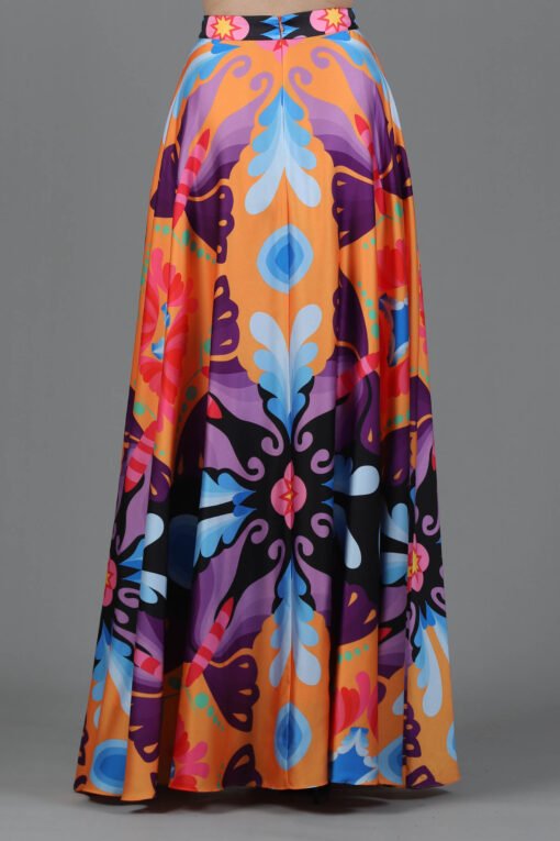 Printed Maxi Flared Skirt