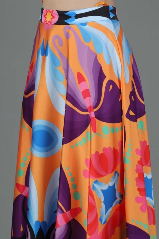 Printed Maxi Flared Skirt