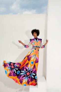 Printed Maxi Flared Skirt