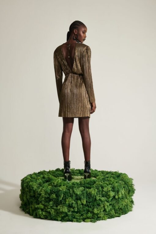 Le Sarte Del Sole – Bronze Open Back Mini Dress