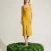 Le Sarte Del Sole – Mustard Open Back Midi Dress