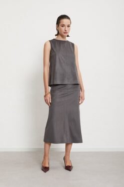 Ottod’Ame – Midi Skirt Leather Effect with Slit Ottod’Ame – Midi Skirt Leather Effect with Slit