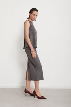 Ottod’Ame – Midi Skirt Leather Effect with Slit Ottod’Ame – Midi Skirt Leather Effect with Slit