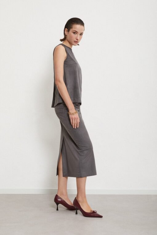 Ottod’Ame – Midi Skirt Leather Effect with Slit