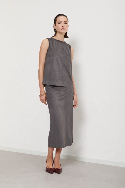 Ottod’Ame – Midi Skirt Leather Effect with Slit