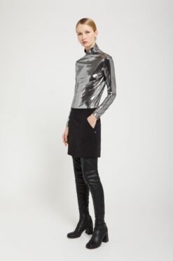 Ottod’Ame – Stretch Turtleneck T-shirt with Vinyl Effect Ottod’Ame – Stretch Turtleneck T-shirt with Vinyl Effect