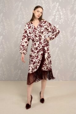 Le Sarte Del Sole – Satin Cruise Dress with Fringes