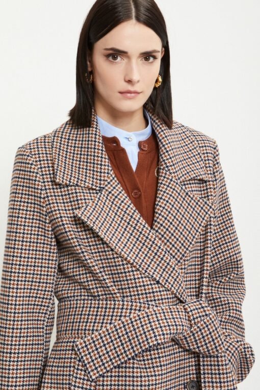 Ottod’Ame – Wool-blend check coat with lapels