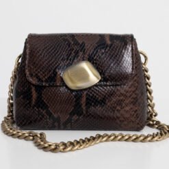 Clicjewels – Maya Minibag (brown snakeskin effect genuine leather)