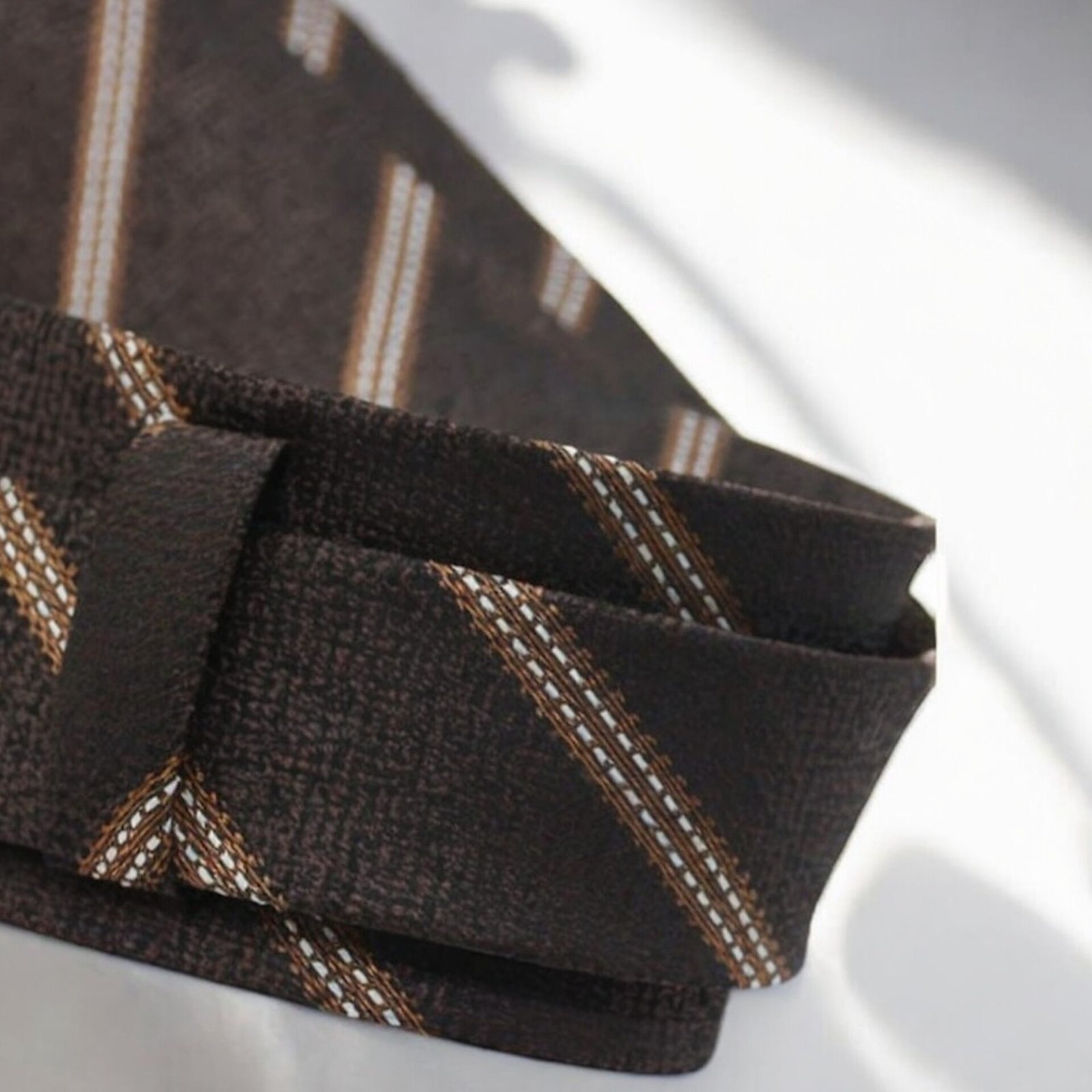 Coffee Brown Striped Tie