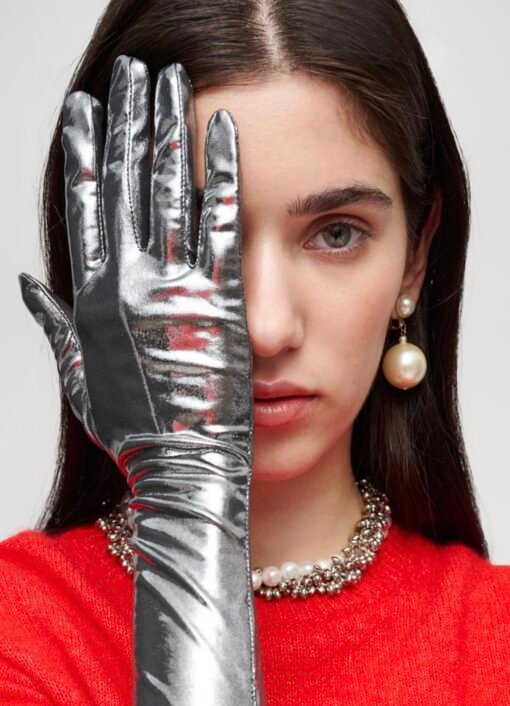 Glossy Silver Gloves