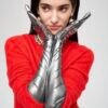 Glossy Silver Gloves