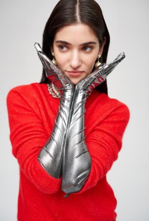 Glossy Silver Gloves