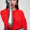 Glossy Silver Gloves