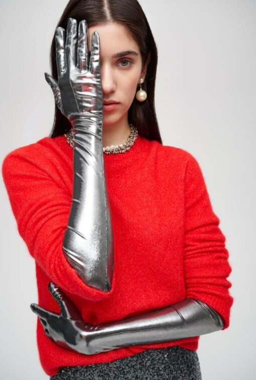 Glossy Silver Gloves