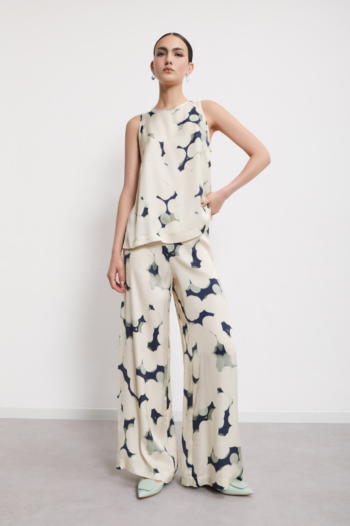 Printed Viscose Palazzo Trousers