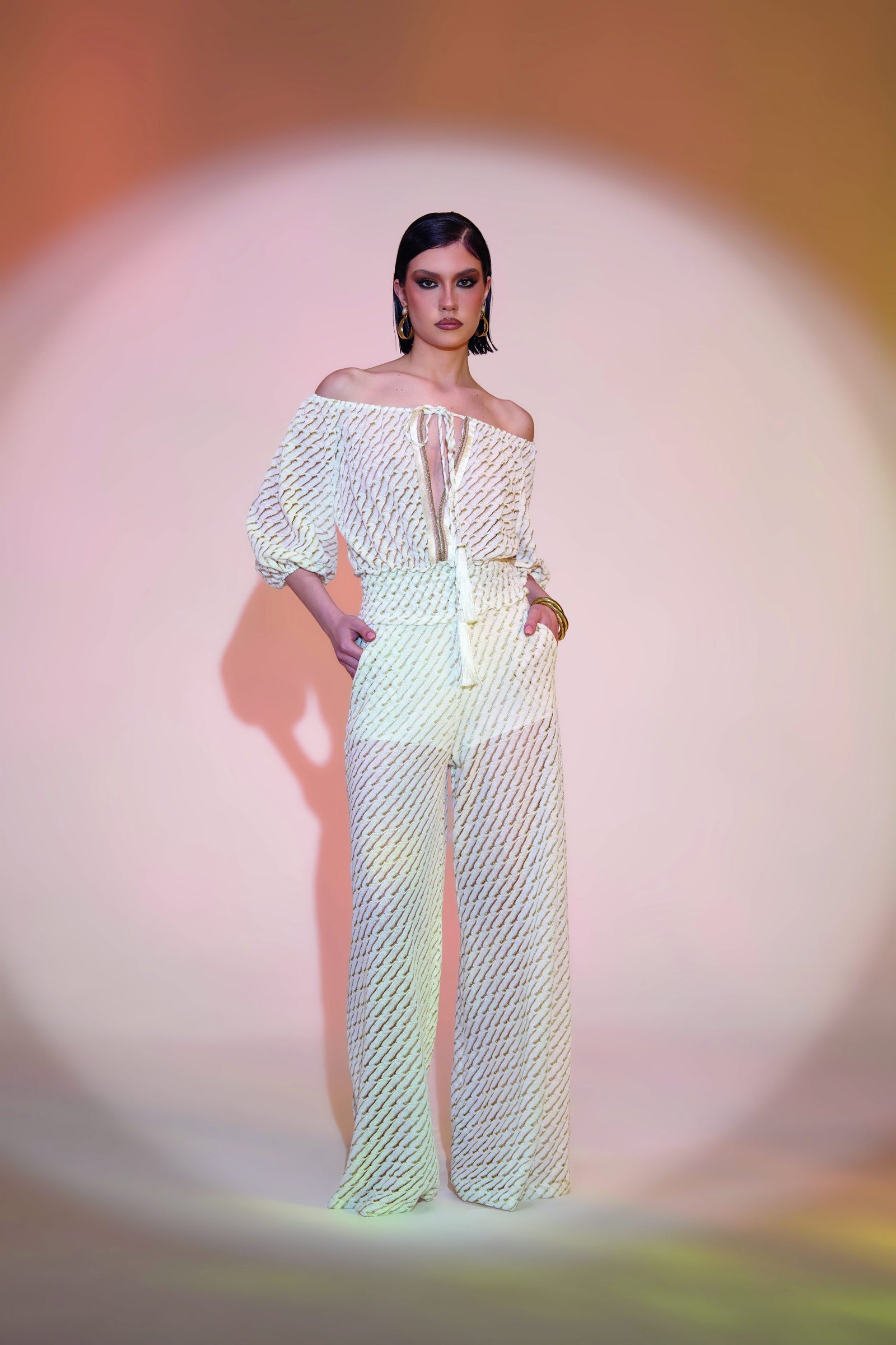 Knitted White & Gold Pants