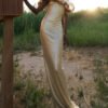 Long Mermaid Dress in Jersey with Removable Taffeta Shrug