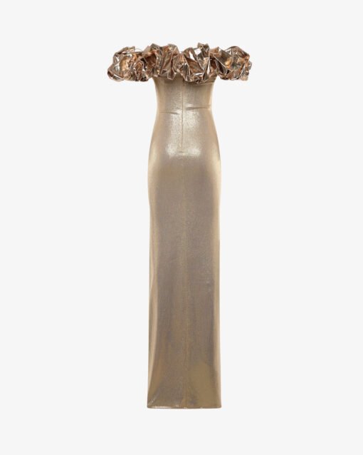 Long Mermaid Dress in Jersey with Removable Taffeta Shrug