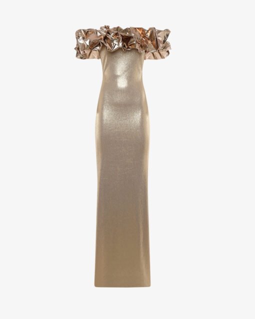 Long Mermaid Dress in Jersey with Removable Taffeta Shrug