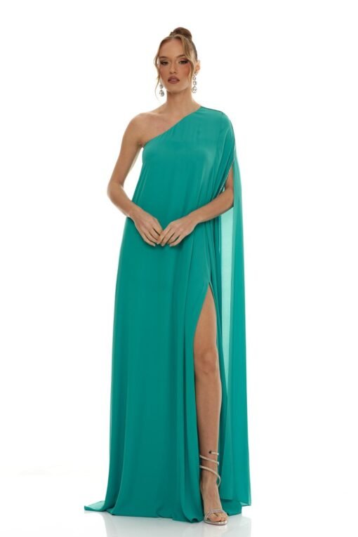 Arnica One Shoulder Aqua Long Dress