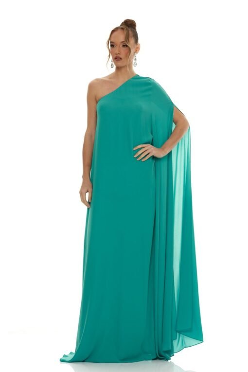 Arnica One Shoulder Aqua Long Dress