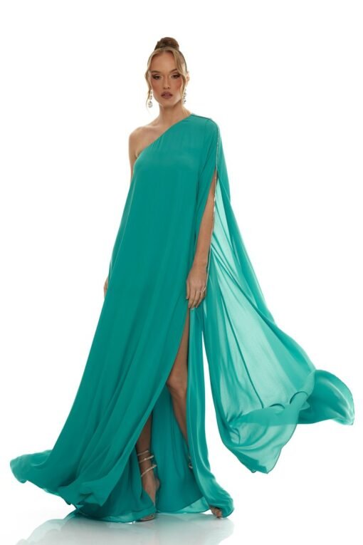 Arnica One Shoulder Aqua Long Dress