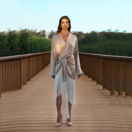 Beige Airosa Midi Shirt Dress