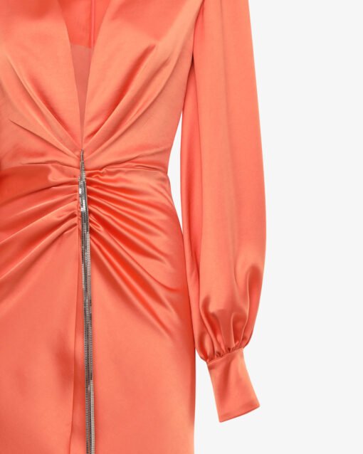 Satin Dress with Deep-V