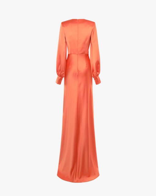 Satin Dress with Deep-V
