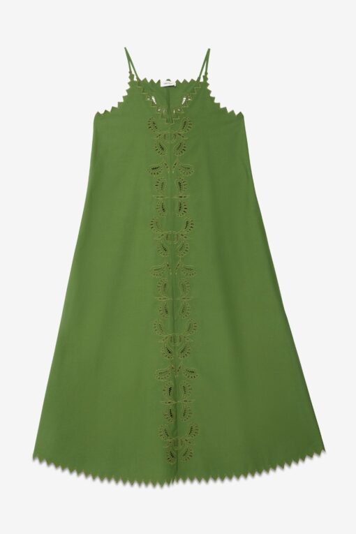 Cotton Long Dress with Cutwork Embroidery