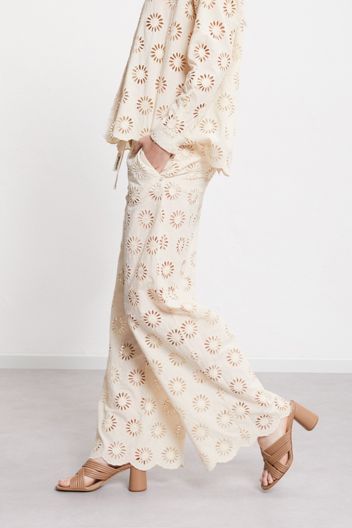 Palazzo Trousers with Cutwork Embrodery