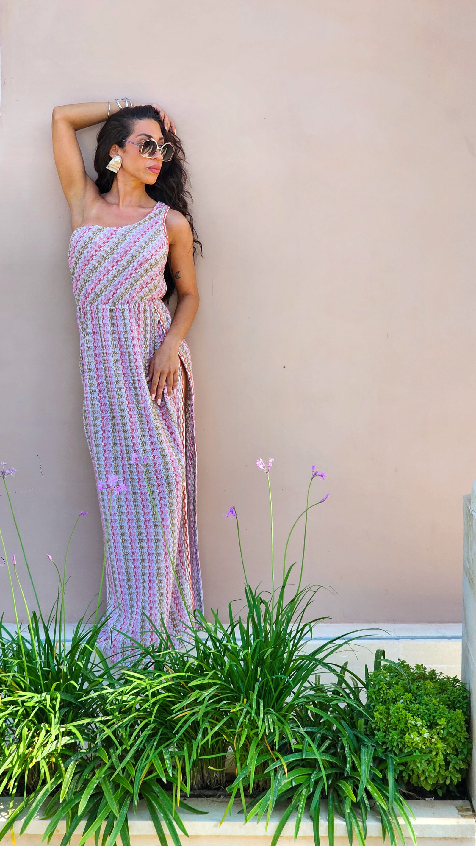 One Shoulder Knitted Dress