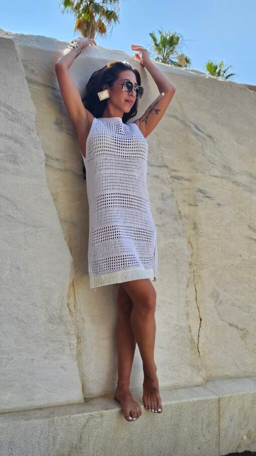 Short Crochet Dress with Fringes