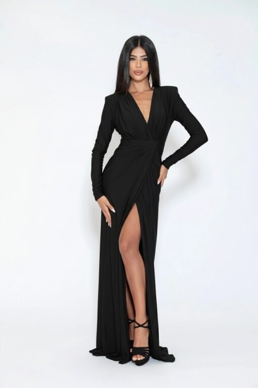 Abina – Long dress with deep neckline in jersey