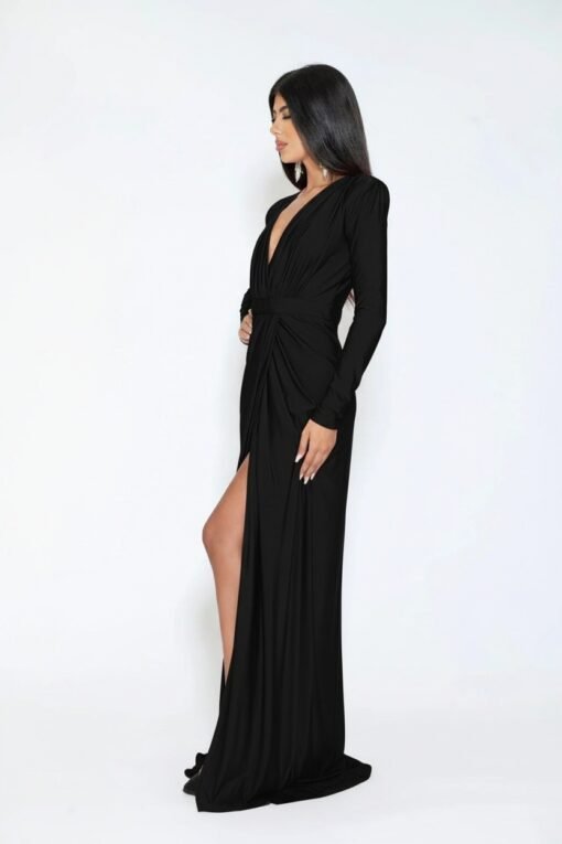 Abina – Long dress with deep neckline in jersey
