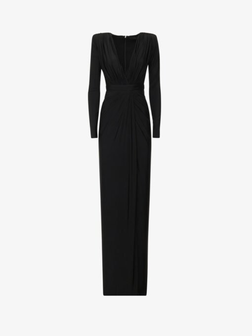 Abina – Long dress with deep neckline in jersey
