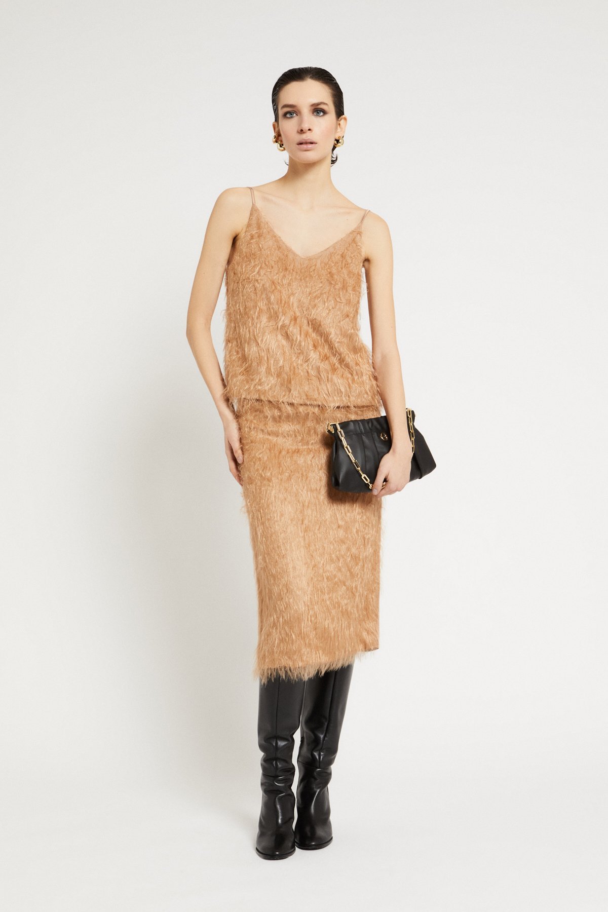 Fluffy longuette skirt with texture Fluffy longuette skirt with texture