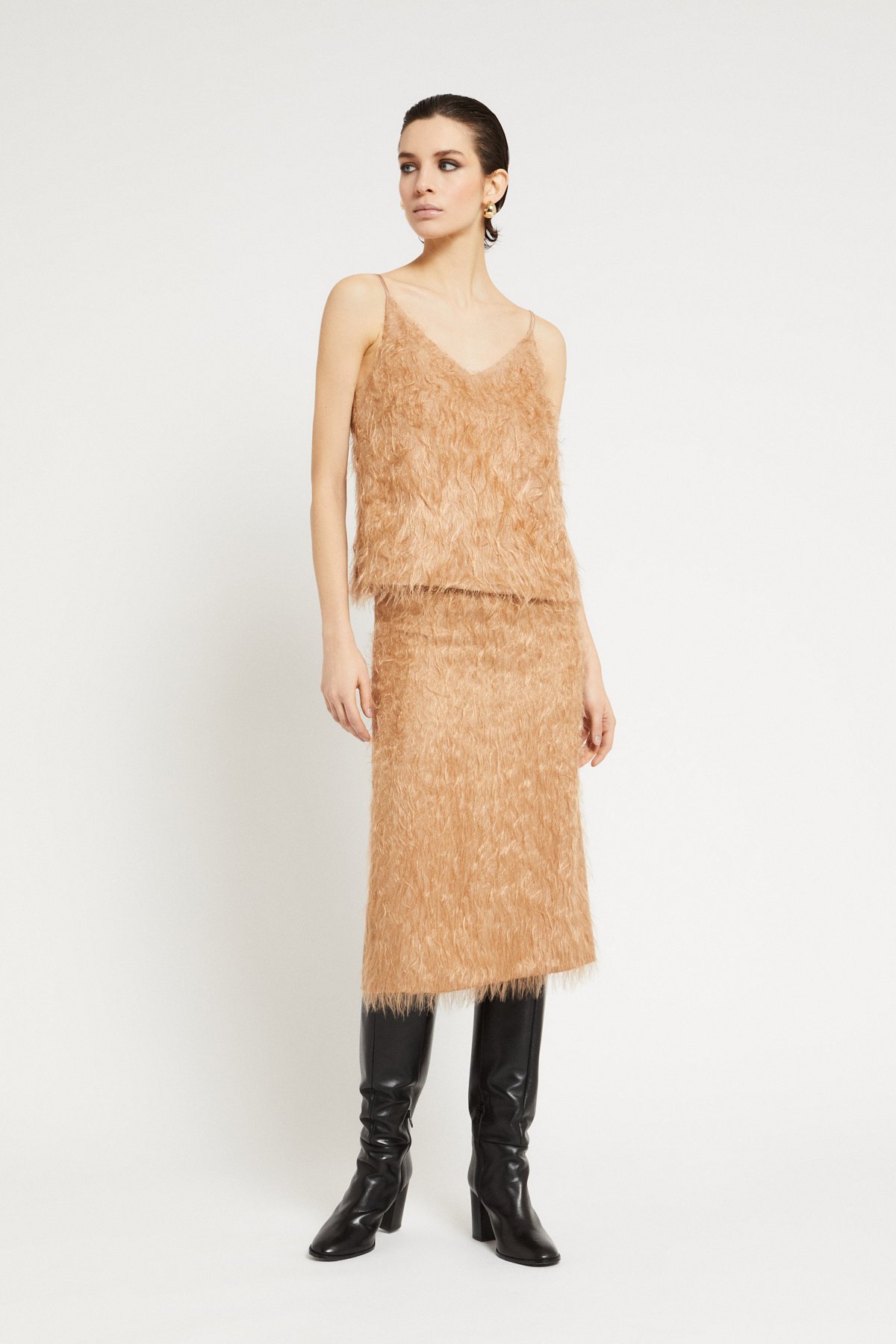 Fluffy longuette skirt with texture Fluffy longuette skirt with texture