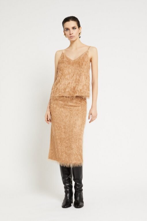 Fluffy top with V-neckline and thin straps