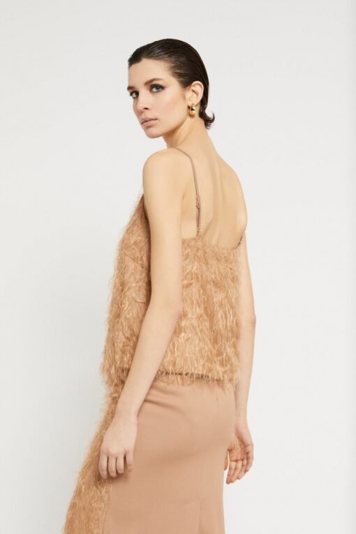 Fluffy top with V-neckline and thin straps