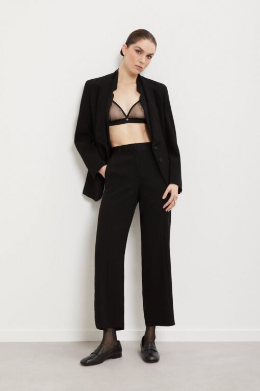 Palazzo trousers with hand-embroidered side stripes