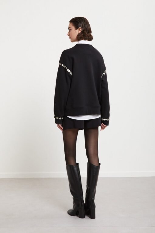 Pure cotton sweatshirt with sleeve embellishments